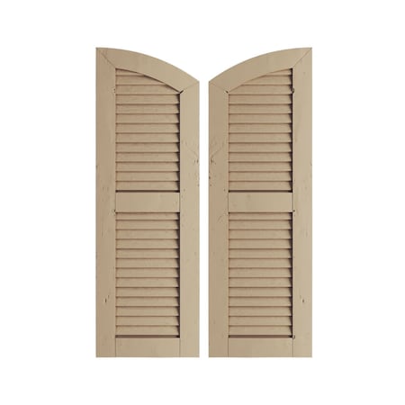 Knotty Pine 2 Equal Louver W/Elliptical Top Faux Wood Shutters, 18W X 84H (78 Low Side)